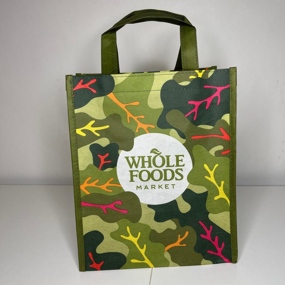 Whole Foods Market Mini Tote Reusable Shopping Bag — Green Garden Leaf Print NEW - Picture 9 of 16